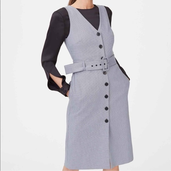 Club Monaco Pritha Gray and Blue Belted Dress - Picture 2 of 10